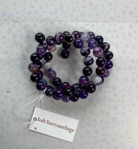 Soft Surroundings  Purple Stacked Agate Bracelet NWT