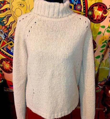 Fashion Bug Vintage medium cream tinsel turtleneck sweater