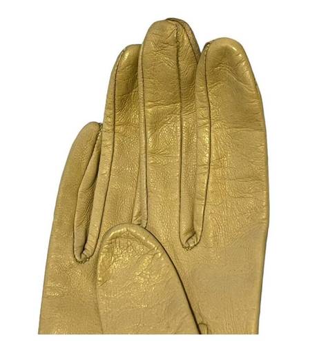 Ecru Vintage Long  leather gloves Size 6.5