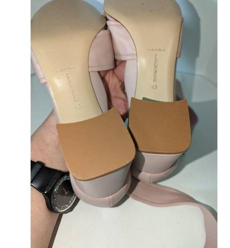 PARKE Marion  Bella Blush Pink Leather Sandal Block Heel Tie Ankle Strap Size 42