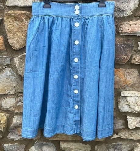 Talbots  blue denim button front midi skirt size 8 (32)