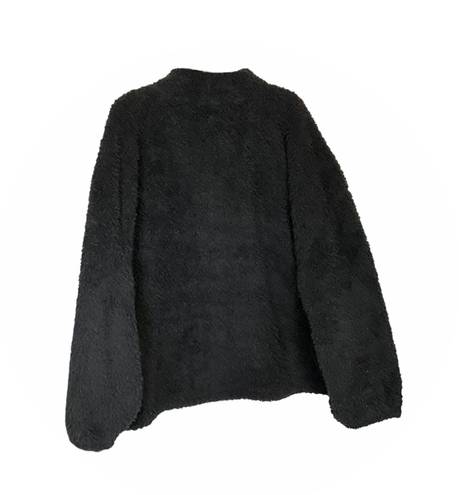 Carole Hochman Black Sherpa Fluffy Pullover High Neck Top Women 3X