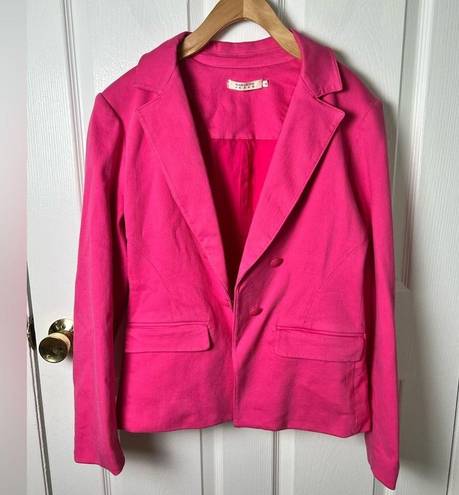 Alice + Olivia  Pink Mya Notch Collar Fitted Front Button Denim Blazer 14