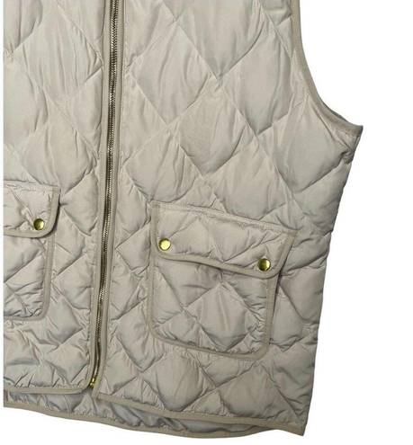 Woolrich  Puffer Vest Womens XL Duck Down Feathers Quilted Pockets Full Zip Tan