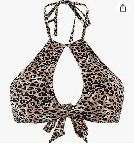 Relleciga Women's Keyhole Cutout High Neck Halter Bikini Top