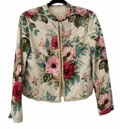 J.Jill  RE: Open Front Eyelet Floral Light Blazer Jacket Sz S