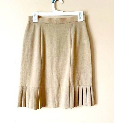 Dress Barn  | Tan Pleated Hem Pencil Skirt Sz 4