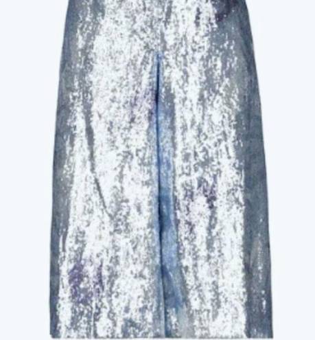 Jacquemus  Foil Boota Flared Palazzo Pants grey blue size 6