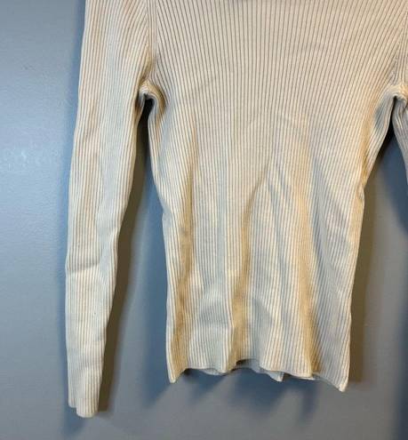 Everlane  Top Cream The Italian Merino Rib Turtleneck Knit Sz M EUC