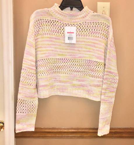 True Craft Mock neck Sheer Knit Cropped Sweater Lilac Dust Small