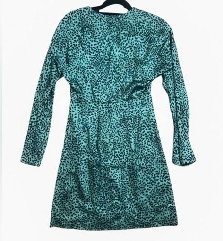 Equipment ‎ Rommily Empire-Waist Dress Animal Print Teal Fall Winter Size 4