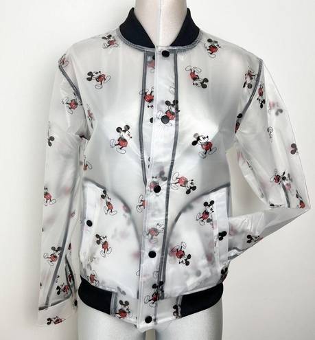 Disney  Parks Mickey Mouse Rain Bomber Jacket Transparent Frosted Size Small NEW