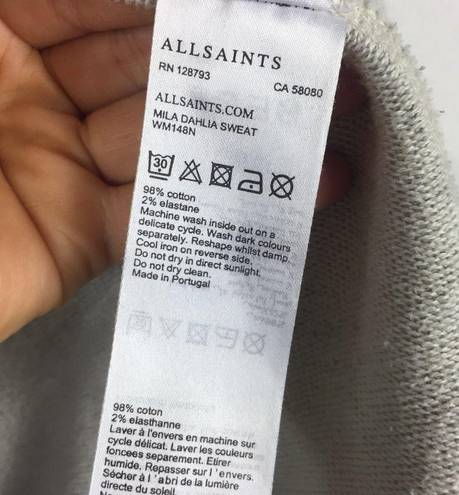 ALLSAINTS  Mila Dahlia Sweatshirt Grey Zipper Oversized Cardigan XS