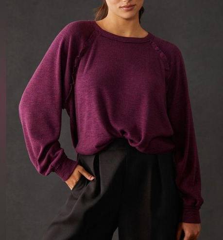 Pilcro  Ruffled Raglan Thermal Top, Berry, XS