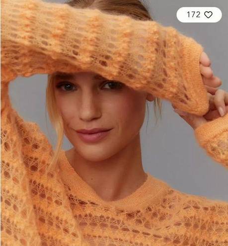 Pilcro  Open-Stitch Pullover Wool Blend Orange Sweater NWT