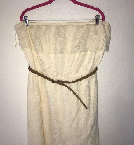 Trixxi  Dress Cream / Off White Lace High-Low Strapless Dress Sz 3X NWT Belted