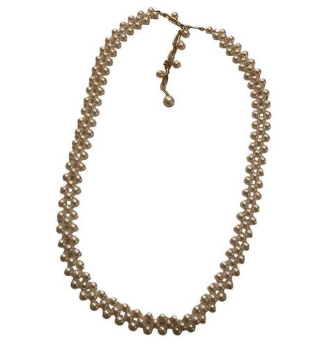 The Row Faux Pearls Triple Dangling Necklace Vintage 70s 80s 90s Jewelry Pendant