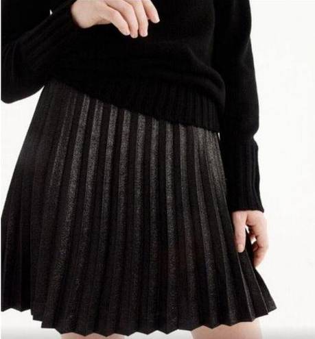 J.Crew  Lamé Pleated Mini Skirt, Size 10, Accordion Pleats, Black Shimmer, Sparkle