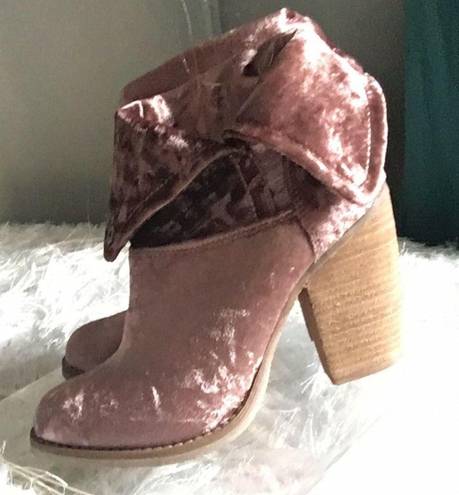 sbicca  Crushed Velvet Fold-over Block Heel Booties