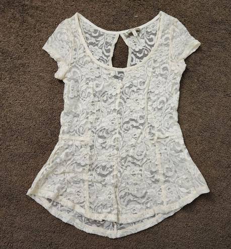 Kirra Ivory Floral Lace S/S Top, Women's S