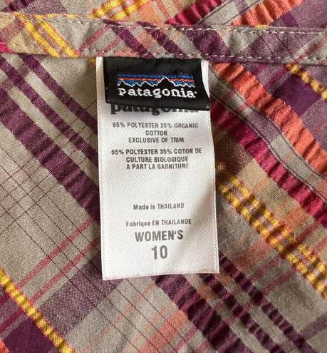 Patagonia Netty Seersucker Sleeveless Plaid Sun Dress Size 10