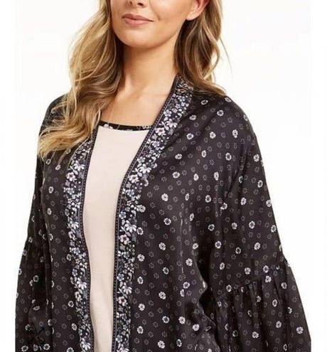 Vera Bradley  Sofie Kimono Wrap Robe Holland S/M black floral bell sleeve new.