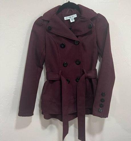 Celebrity Pink Maroon Double Breasted Lapel Collar Overcoat