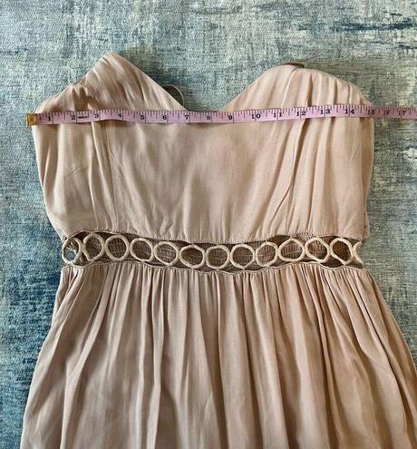 Main Strip NWT!  Apricot Lane Boutique Blush Beige Crochet Cut Out Boho Dress M