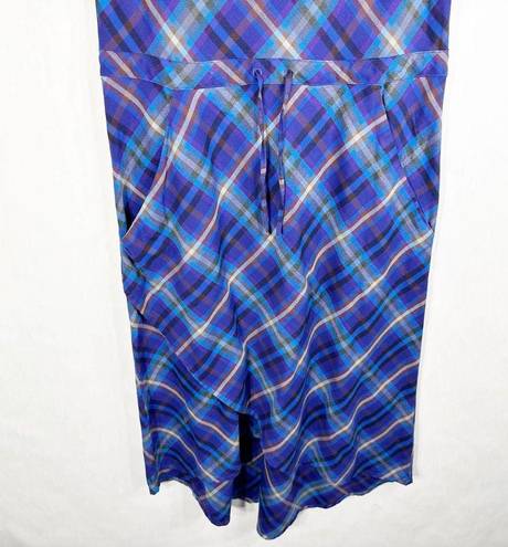 Patagonia  Size 6 Dress Blue Purple Plaid Midi Long Short Sleeve Shift 1135