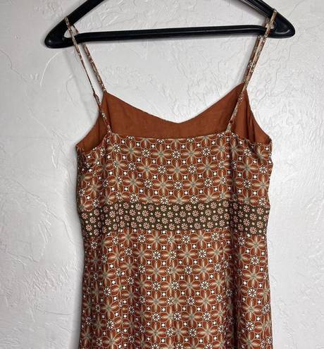 Loft Ann Taylor  Dress Orange Floral Spaghetti Strap Summer Lined Size 4P Petite