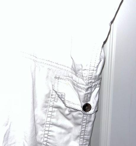 Faded Glory  White Capri Cargo Pants With Elastic Waist Band