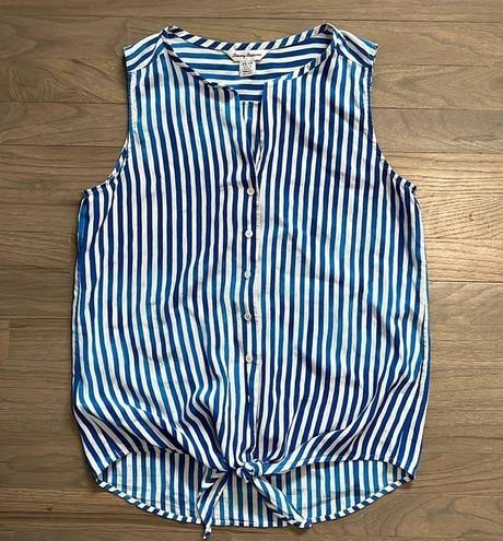 Tommy Bahama  Striped Silk Front Tie Tank. Size XS. Blue and white