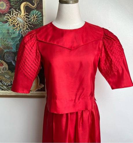 Lanz Salisbury Lanz Originals Vintage 1980s Red Skirt & Top Set