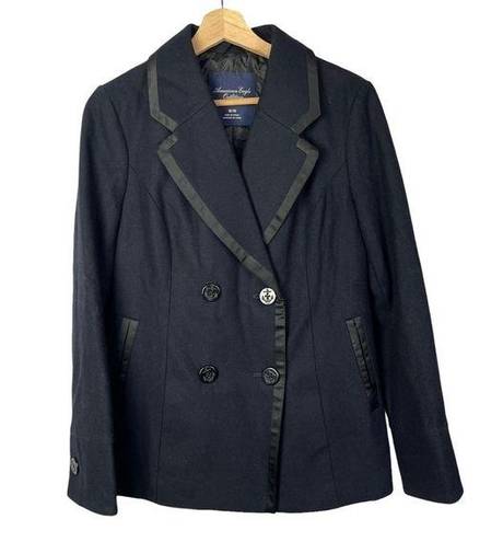 American Eagle  AEO Navy Blue Wool Double Breasted Y2K Pea Coat M