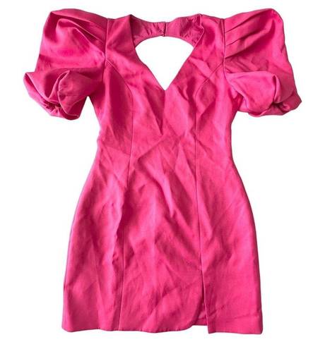 Elliatt  x REVOLVE Ava Dress Womens Large Hot Pink Open Back Puff Sleeve Barbie