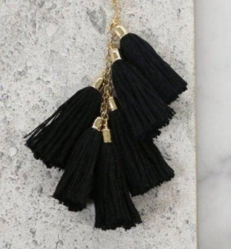 Ettika NWT  18k Gold Plated Black Tassel Earrings