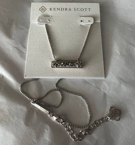 Kendra Scott Leanor Platinum Drusy Bar Necklace