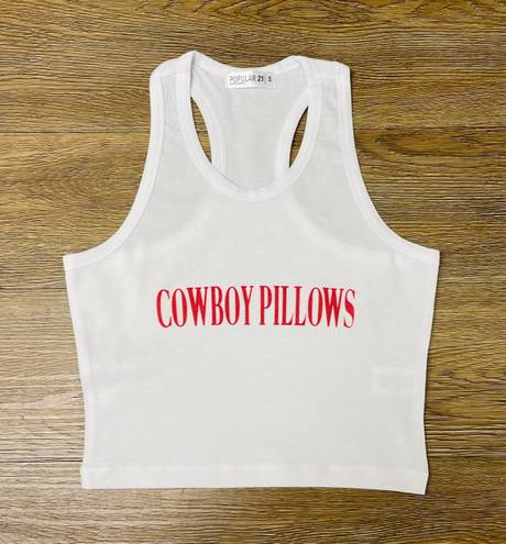 Cowboy Pillows Cropped Tank White Size L