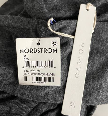 Caslon New  Cozy Knit Long Sleeve Wrap Dress Side Tie Midi Charcoal Grey