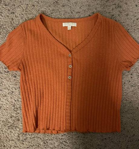 Chelsea & Violet Ribbed Orange Crop Top