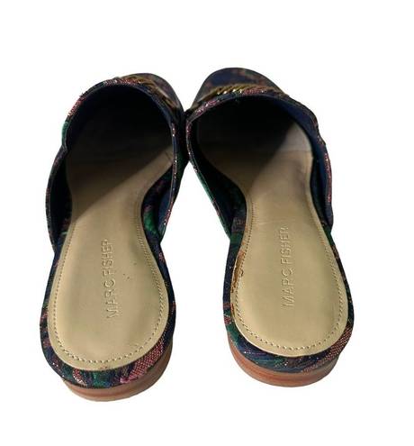 Marc Jacobs Marc Fisher Womens Mule Shoes Slip On Jacquard Pink Green Chain Size 7.5