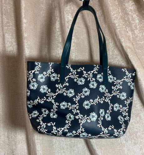 Walmart Vinyl Blue & Teal Floral Tote