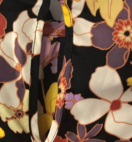 Who What Wear  Black Floral High Neck Silky Blouse size XS