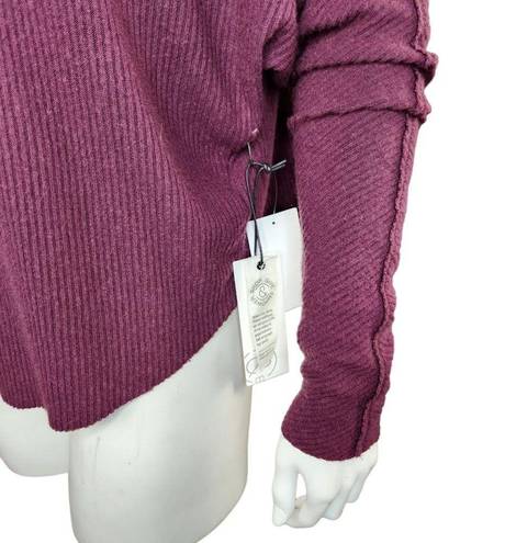 Treasure & Bond  Women's Medium Burgundy Stem Drop Shoulder Long Sleeve Sweater