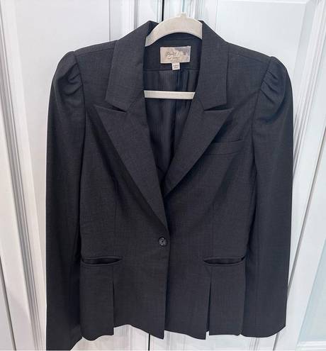 Elizabeth and James  Dark Gray Wool‎ Pleated Career Blazer Size 6