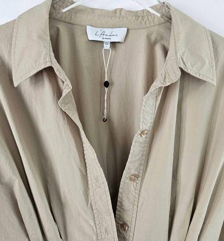 L'Academie L’Academie The Ismene Mini Shirt Dress‎ Long Sleeve Collared Khaki Tan Sz Large