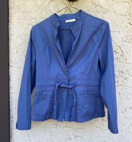 Coldwater Creek  Size 14 Blue Jacket Cotton Spandex Blend Tie Waist Snaps Basic