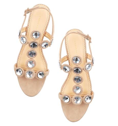 Charlotte Olympia NIB  Semi-precious rhinestone suede flat Sandal 35.5 US 5.5