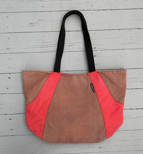 Equipment Tan/Pink Cotton Overland  Tote Bag Purse