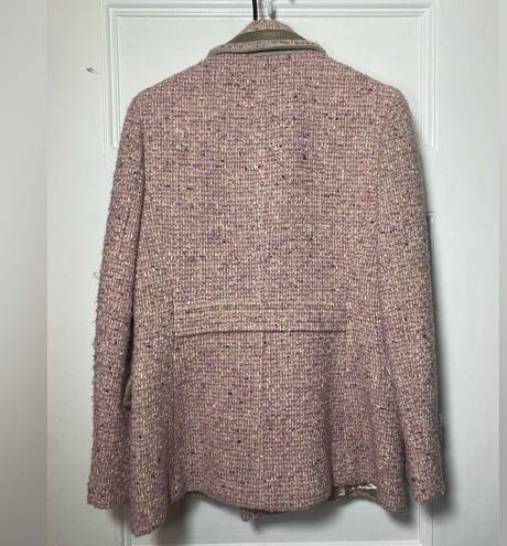 Coach | Wool Blend Tweed Peacoat Satin Detail Pink Beige Sz 4